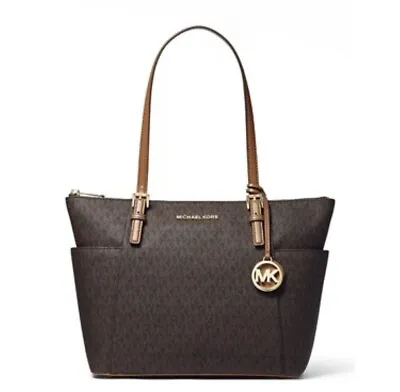 Michael Kors Jet Set Travel Top Zip Signature Monogram Tote Handbag For Women • $100