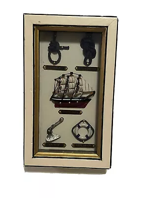Nautical Wall Decor 10” Wood Frame Cutty Sark Anchor Life Buoy Figure 8 Knot • £19.28