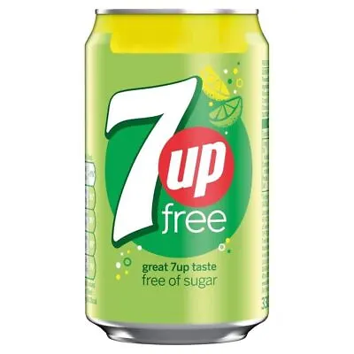 7 Up Free 24 X 330ml Cans Carbonated Lemonade Lemon & Lime Flavour Soft Drinks • £19.99