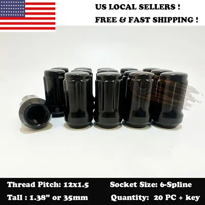 20pc+key 12x1.5 For Chevy Corvette Camaro S10 Firebird Gto Black Spline Lug Nut • $19.95