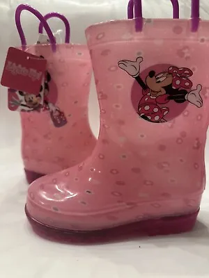 Disney  Minnie Mouse PINK Rain Boots Girls Lights Up NWT Size 11/12 • $34.99