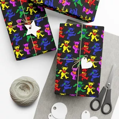 Psychedelic Grateful Dead Dancing Bears Gift Wrapping Paper • $47.31