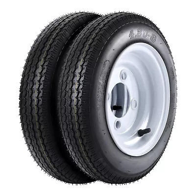  2pcs Trailer Tires & Rims 4.80-8 4.80x8 4 Ply Load Range C 4 Lug Wheel White • $67.99