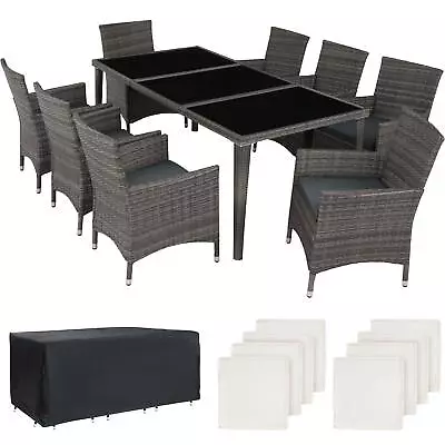 Rattan Garden Dining Set XL | 8 Chairs 1 Table | Outdoor Patio Seater Aluminium • £510.99