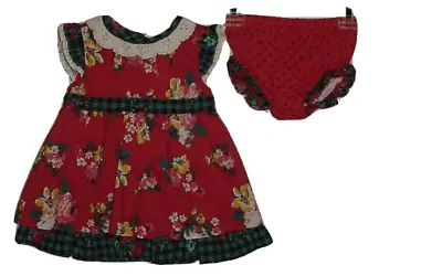 EUC Matilda Jane Choose Red Floral Sugar Plum Dress & Diaper Cover 3-6 M • $24.99