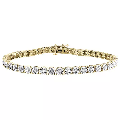 1 Row Diamond Tennis Bracelet Miracle Set 8.25  Yellow Sterling Silver 3/4 CT. • $388