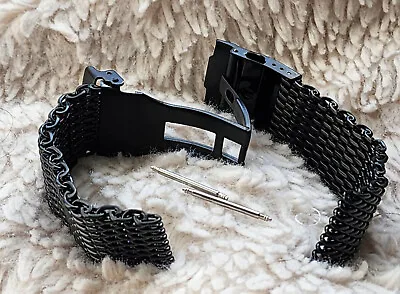 CLEARANCE 22mm Back Brushed Shark Stainless Steel Mesh Watch Band W/Solid Buckle • $17.95