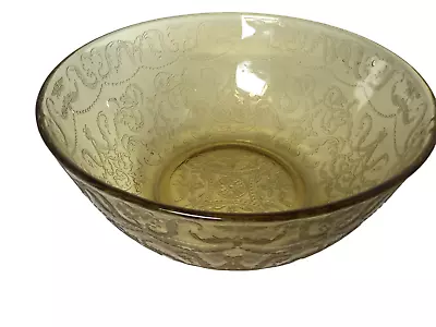 Madrid Federal Depression Glass Large Serving Salad Bowl Yellow Amber 9.5  X 4  • $24.99