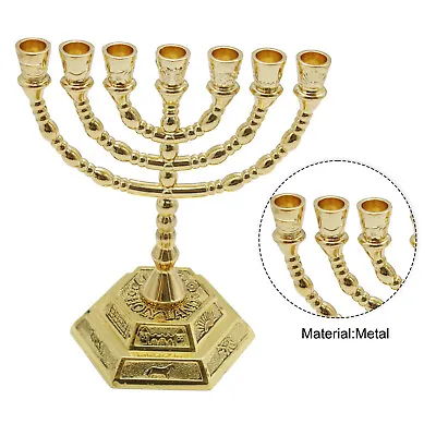 7-branch Hanukkah Menorah Jerusalem Candlestick Candle Holder Party Decor G2Q7 • £9.74