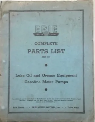 Vintage Gas Pump Antique Gas Station Erie Pump Complete Illustrated Parts Manual • $29.95