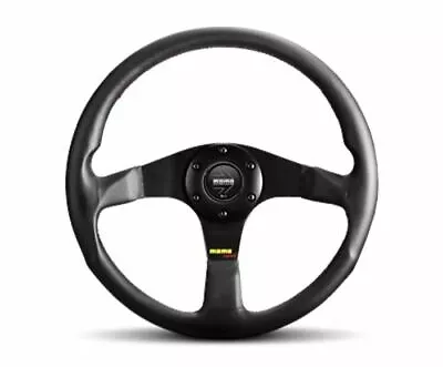 MOMO TUNER Black 350mm Steering Wheel Leather With Red Stitching  US Dealer  • $199