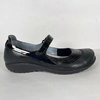 Naot Kirei Mary Janes Womens Size 41 US 10 Black Leather Wedge Comfort Shoes • $31.99