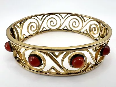 Vintage Art Deco Simmons Venetian Carnelian Hinged Bracelet  • $68