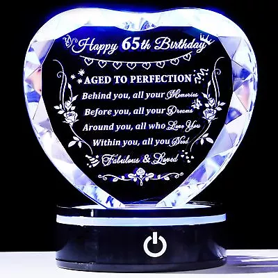 YWHL 65th Birthday Gifts For Women Men Born In 1958 Laser Crystal Heart With... • £67.94
