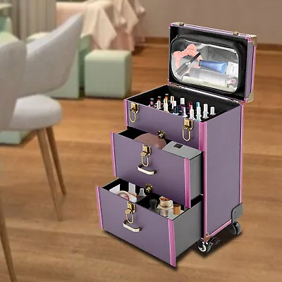 $84.55 • Buy Portable Makeup Train Case Professional Cosmetic Trolley Travel Vanity Organizer