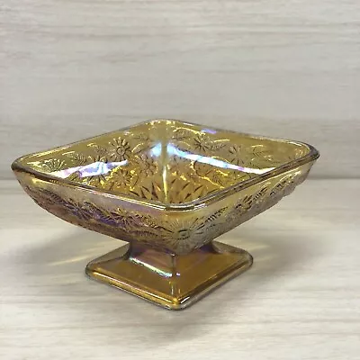 Vintage Indiana Marigold Carnival Glass Footed Candy Nut Dish • $7.99