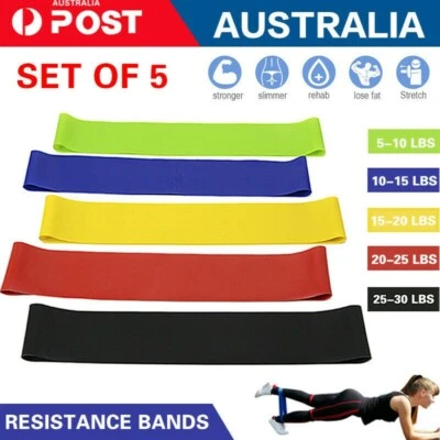 $15.99 • Buy 5 Resistance Bands Set Fitness Gym Exercise Yoga Men Women Training Leg Arm Hip
