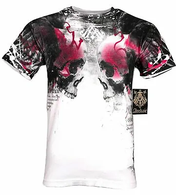 ARCHAIC By AFFLICTION Men's T-Shirt Skulls Crushers White Biker S-45XL $40 • $24.95