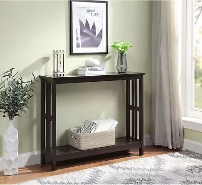 Small Mission Console Table Accent Entryway Sofa Hall Entry Narrow Slim Shelf  • $129.99
