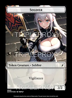 MTG Token Custom Anime Waifu Soldier Token 2/2 Vigilance - Custom Token By TRPLP • $4.99