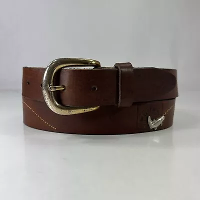 Cole Haan Fish Studded Brown Genuine Leather Belt - Made In USA - Men's Size 38 • $22.40
