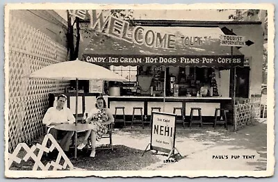 Postcard MI Royal Oak Michigan Paul's Pup Tent Hot Dog Stand Nehi Soda MI05 • $15.99