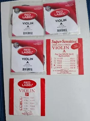 Super Sensitive Red Label 4/4 Violin A A 1/2 - D 1/4 - Strings - Medium Gauge • $19