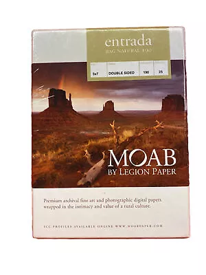 MOAB By Legion Paper Entrada Rag Natural 190 5 X7  25 Sheets Double SidedSealed • $25