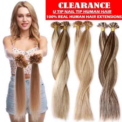 CLEARANCE Nail U Tip Pre Bonded Keratin 100% Remy Human Hair Extensions THICK 1G • £49.33