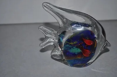 Vintage Hand Blown Murano Style Art Glass Tropical Fish Figurine 5.5  Long • $25