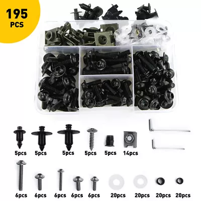 USA Black Motorcycle Fairing Bolts Kits Body Fasteners Clip Screws Wrench Set • $20.99