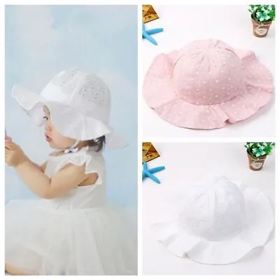 Toddler Kid Girl  Sun Hat Brim Summer Outdoor Bucket Hats Beach Headwear Cap • £3.32