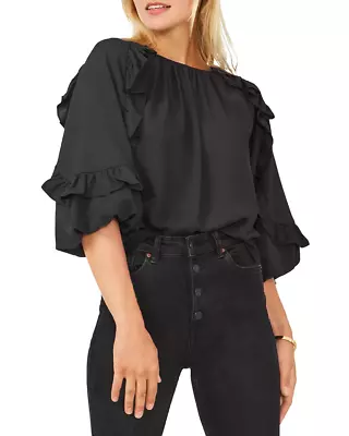 VINCE CAMUTO Ruffled Puff Sleeve Blouse 6A 1911 • $9.95