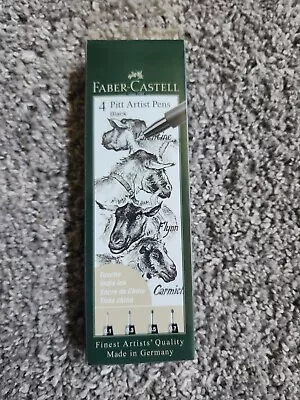 Faber - Castell 4 Pitt Artist Pens Black India Ink 0.1 0.3 0.5 0.7 • $10.99