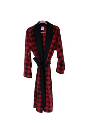 Mens Fleece Check Red Robe BUFFALO STYLE OS Belted Pockets Polyester ONE SIZE  • $18.40