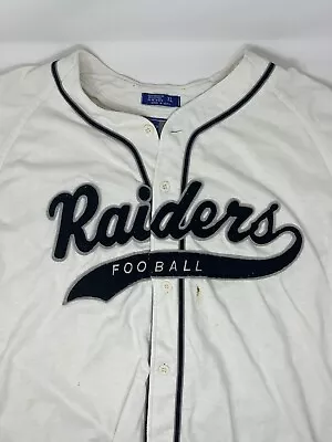 Vintage 1990s Oakland Raiders NFL Starter White Baseball Jersey (XL) • $110