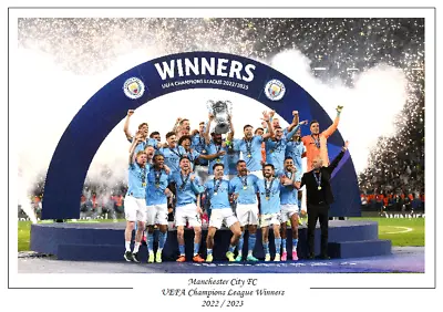Manchester City FC UEFA Champions League Winners 2022 / 2023 Poster Print Gift • £6.99