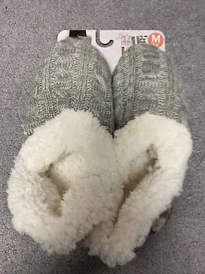 Muk Luks Knit Sherpa Lined Rubber Sole Slipper Boots Women's - Gray - M (7-8) • $17