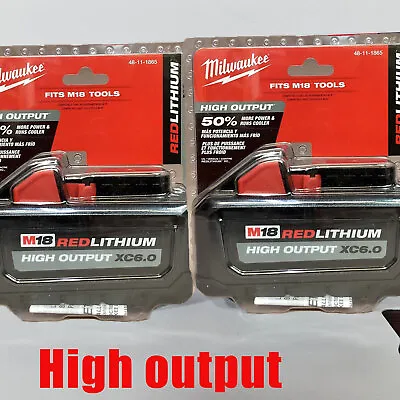 (2) GENUINE High Output 48-11-1865 18V Milwaukee 6.0 AH Batteries M18 NEW • $117.99