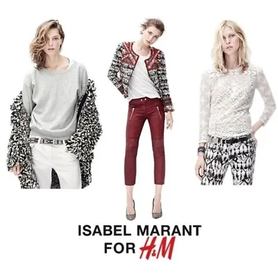 Isabel Marant Pour H&M Waxed Vegan Leather Moto Pant Dark Red Size US 8 EU 38 • $80