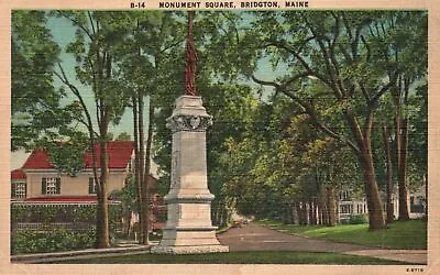 Vintage Postcard Monument Dedicated To Square Civil War Veterans Bridgton Maine • $8.08