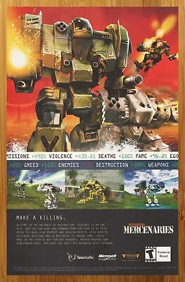 2002 MechWarrior 4: Mercenaries PC Print Ad/Poster Official Video Game Promo Art • $14.99