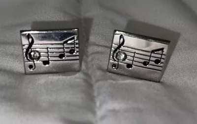 Vintage Classic Swank Musical Notes & Clef Sheet Music Silver Cuff Links • $21.50