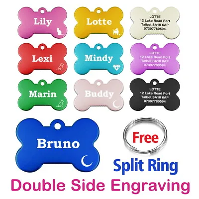 £2.48 • Buy Engraved Dog Tag Personalised ID / Double Sided Dog Cat Pets Tags Name Disk