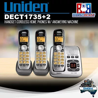 Uniden DECT1735+2 DECT Digital Phone System With Power Failure Backup • $129.95