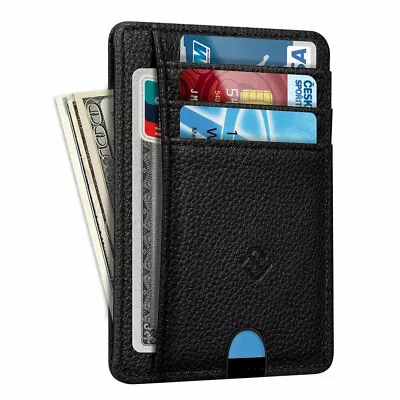 Mens RFID Blocking Leather Slim Wallet Money Credit Card Slots Coin Holder • $7.49