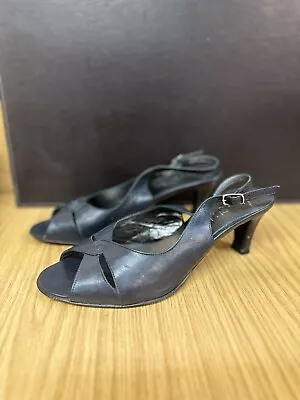 Jane Shilton Vintage Peep Toe Shoes - 1980s - Blue Leather - Eur 40 / Size 7 • £20