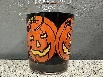 Vintage Halloween Indiana Glass Votive Candle Holder Pumpkin Jack O Lantern • $7