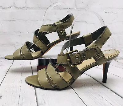 Coach MILA High  Heels Womens Olive Green Leather Buckle Sandals Slingback-9.5 B • $49.99