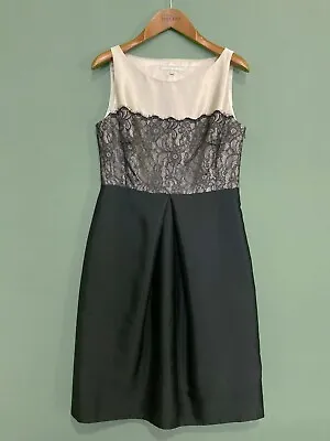 $47.60 • Buy Fenn Wright Manson Beige Black Lace Silk Shift Evening Occasion Dress UK12